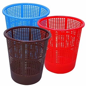 wonder simply home jali 222 open plastic dustbin for homeofficeorganization etc set of 3 pcs 7 ltr dustbin color blue brown red