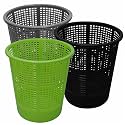 Wonder Homeware Jali 222 Open Dustbin for Home/Office/Organization etc. Set of 3 Pcs, 7 LTR Dustbin, Black Color (Grey Green Black)