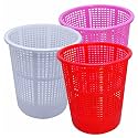 Wonder Homeware Jali 222 Open Dustbin for Home/Office/Organization etc. Set of 3 Pcs, 7 LTR Dustbin, Black Color (Pink Red White 2)