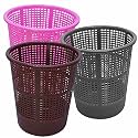 Wonder Homeware Jali 222 Open Dustbin for Home/Office/Organization etc. Set of 3 Pcs, 7 LTR Dustbin, Black Color (Pink Brown Grey)