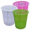 Wonder Homeware Jali 222 Open Dustbin for Home/Office/Organization etc. Set of 3 Pcs, 7 LTR Dustbin, Black Color (Pink Green White 2)