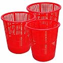 Wonder Homeware Jali 222 Open Dustbin for Home/Office/Organization etc. Set of 3 Pcs, 7 LTR Dustbin, Black Color (Red 2)