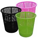Wonder Homeware Jali 222 Open Dustbin for Home/Office/Organization etc. Set of 3 Pcs, 7 LTR Dustbin, Black Color (Pink Green Black 2)
