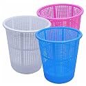 Wonder Homeware Jali 222 Open Dustbin for Home/Office/Organization etc. Set of 3 Pcs, 7 LTR Dustbin, Black Color (Pink Blue White 2)