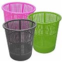 Wonder Homeware Jali 222 Open Dustbin for Home/Office/Organization etc. Set of 3 Pcs, 7 LTR Dustbin, Black Color (Pink Grey Green)