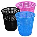 Wonder Homeware Jali 222 Open Dustbin for Home/Office/Organization etc. Set of 3 Pcs, 7 LTR Dustbin, Black Color (Pink Blue Black 2)