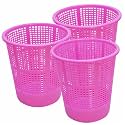 Wonder Homeware Jali 222 Open Dustbin for Home/Office/Organization etc. Set of 3 Pcs, 7 LTR Dustbin, Black Color (Pink 2)