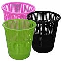 Wonder Homeware Jali 222 Open Dustbin for Home/Office/Organization etc. Set of 3 Pcs, 7 LTR Dustbin, Black Color (Pink Green Black)