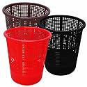 Wonder Simply Home Jali 222 Open Plastic Dustbin for Home/Office/Organization etc. Set of 3 Pcs, 7 LTR Dustbin, Color (Brown Red Black)
