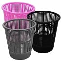 Wonder Homeware Jali 222 Open Dustbin for Home/Office/Organization etc. Set of 3 Pcs, 7 LTR Dustbin, Black Color (Pink Grey Black)