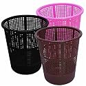 Wonder Homeware Jali 222 Open Dustbin for Home/Office/Organization etc. Set of 3 Pcs, 7 LTR Dustbin, Black Color (Pink Brown Black 2)
