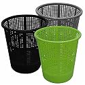 Wonder Homeware Jali 222 Open Dustbin for Home/Office/Organization etc. Set of 3 Pcs, 7 LTR Dustbin, Black Color (Grey Green Black 2)