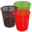 Wonder Homeware Jali 222 Open Dustbin for Home/Office/Organization etc. Set of 3 Pcs, 7 LTR Dustbin, Black Color (Red Brown Green 3)