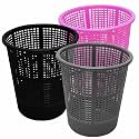 Wonder Homeware Jali 222 Open Dustbin for Home/Office/Organization etc. Set of 3 Pcs, 7 LTR Dustbin, Black Color (Pink Grey Black 2)