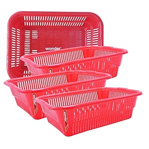 wonder homeware prime natasha 1013 multipurpose basket set of 4 pcs 4 ltr brown red green grey color red