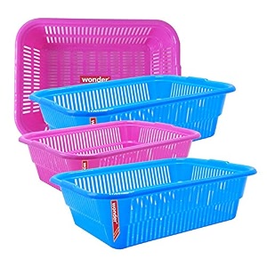 wonder homeware prime natasha 1013 multipurpose basket set of 4 pcs 4 ltr brown red green grey color pink blue 2