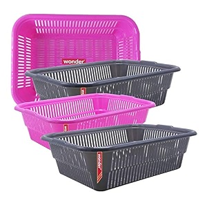 wonder homeware prime natasha 1013 multipurpose basket set of 4 pcs 4 ltr brown red green grey color pink grey 2
