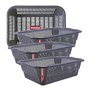 wonder homeware prime natasha 1013 multipurpose basket set of 4 pcs 4 ltr brown red green grey color grey 2