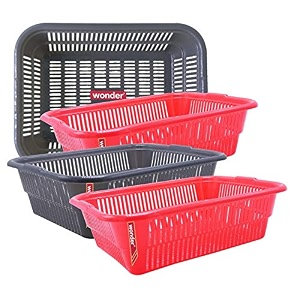 wonder homeware prime natasha 1013 multipurpose basket set of 4 pcs 4 ltr brown red green grey color red grey