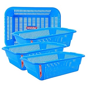 wonder homeware prime natasha 1013 multipurpose basket set of 4 pcs 4 ltr brown red green grey color blue 3