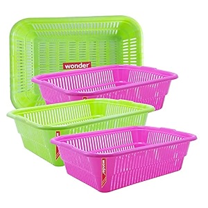 wonder homeware prime natasha 1013 multipurpose basket set of 4 pcs 4 ltr brown red green grey color pink green 2