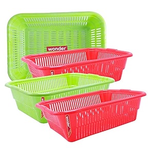 wonder homeware prime natasha 1013 multipurpose basket set of 4 pcs 4 ltr brown red green grey color red green 2