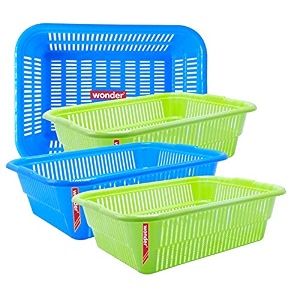 wonder homeware prime natasha 1013 multipurpose basket set of 4 pcs 4 ltr brown red green grey color green blue
