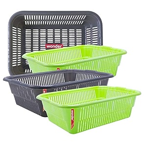 wonder homeware prime natasha 1013 multipurpose basket set of 4 pcs 4 ltr brown red green grey color green grey