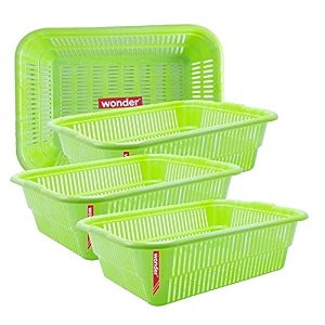 wonder homeware prime natasha 1013 multipurpose basket set of 4 pcs 4 ltr brown red green grey color green 2
