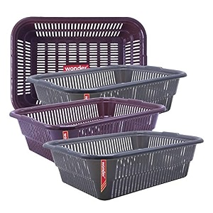 wonder homeware prime natasha 1013 multipurpose basket set of 4 pcs 4 ltr brown red green grey color brown grey