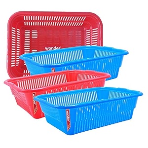 wonder homeware prime natasha 1013 multipurpose basket set of 4 pcs 4 ltr brown red green grey color red blue 2