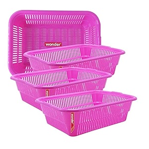 wonder homeware prime natasha 1013 multipurpose basket set of 4 pcs 4 ltr brown red green grey color pink 2