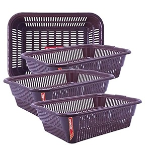 wonder homeware prime natasha 1013 multipurpose basket set of 4 pcs 4 ltr brown red green grey color brown 2