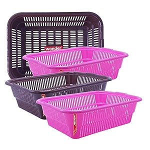 wonder homeware prime natasha 1013 multipurpose basket set of 4 pcs 4 ltr brown red green grey color pink brown 2