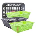 Wonder Homeware Prime Natasha 1013 Multipurpose Basket, Set of 4 Pcs 4 Ltr, Brown Red Green Grey Color (Green Grey 2)