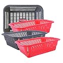 Wonder Homeware Prime Natasha 1013 Multipurpose Basket, Set of 4 Pcs 4 Ltr, Brown Red Green Grey Color (Red Grey 2)
