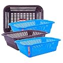 Wonder Homeware Prime Natasha 1013 Multipurpose Basket, Set of 4 Pcs 4 Ltr, Brown Red Green Grey Color (Brown Blue)
