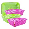 Wonder Homeware Prime Natasha 1013 Multipurpose Basket, Set of 4 Pcs 4 Ltr, Brown Red Green Grey Color (Pink Green 2)
