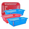 Wonder Homeware Prime Natasha 1013 Multipurpose Basket, Set of 4 Pcs 4 Ltr, Brown Red Green Grey Color (Red Blue)