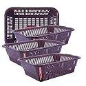 Wonder Homeware Prime Natasha 1013 Multipurpose Basket, Set of 4 Pcs 4 Ltr, Brown Red Green Grey Color (Brown)