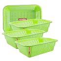 Wonder Homeware Prime Natasha 1013 Multipurpose Basket, Set of 4 Pcs 4 Ltr, Brown Red Green Grey Color (Green 2)