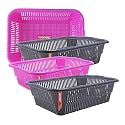 Wonder Homeware Prime Natasha 1013 Multipurpose Basket, Set of 4 Pcs 4 Ltr, Brown Red Green Grey Color (Pink Grey)