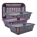 Wonder Homeware Prime Natasha 1013 Multipurpose Basket, Set of 4 Pcs 4 Ltr, Brown Red Green Grey Color (Brown Grey)