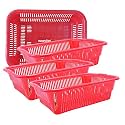 Wonder Homeware Prime Natasha 1013 Multipurpose Basket, Set of 4 Pcs 4 Ltr, Brown Red Green Grey Color (Red 2)