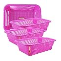 Wonder Homeware Prime Natasha 1013 Multipurpose Basket, Set of 4 Pcs 4 Ltr, Brown Red Green Grey Color (Pink 2)