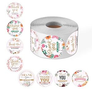 self-adhesive vinyl wonderhub pack of 500 attractive 8 different design thank you stickers for packaging and small business design 2wall 13 cms