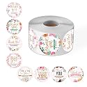 Self-Adhesive Vinyl Wonderhub (Pack of 500) Attractive 8 Different Design Thank You Stickers for Packaging and Small Business (Design 2Wall, 13 Cms)