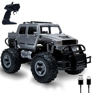 wonder hummer off roader rechargeable remote control car  4x4 monster truck  led lights  lithium battery  c-type charging  remote control car for kids  rc monster truck- silver