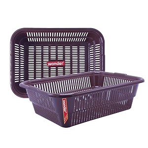 wonder plastic prime natasha 1216 multipurpose basket set of 2 pcs 9 ltr brown