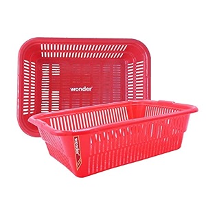 wonder plastic prime natasha 1216 multipurpose basket set of 2 pcs 9 ltr red 2